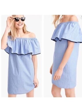 J. CREW OFF SHOULDER RUFFLE DRESS MEDIUM